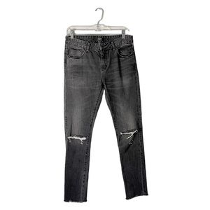 Neuw Distressed Raw Hem Sister Ray Designer Grey Wash Skinny Jeans Size 8R